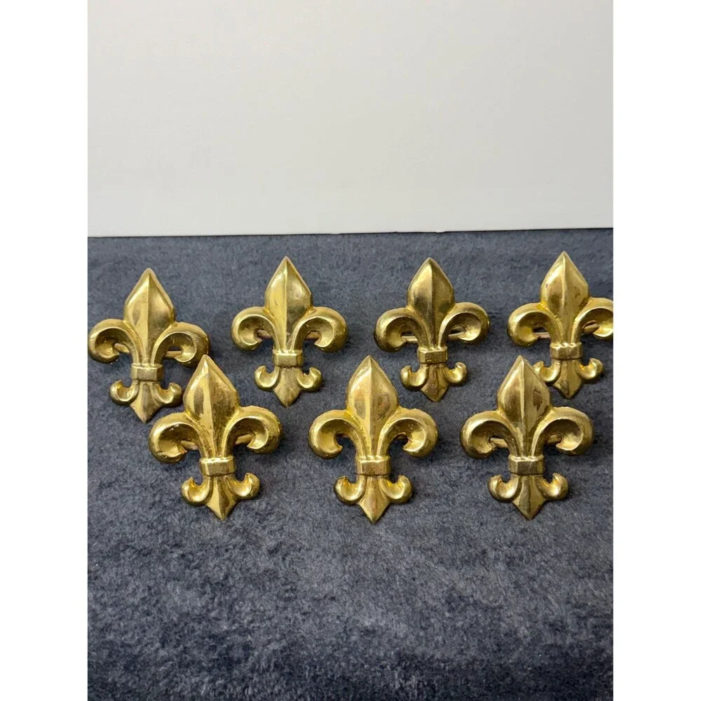 Vintage Brass Fleur de Lis Napkin Rings Set of 7 French Table Decor